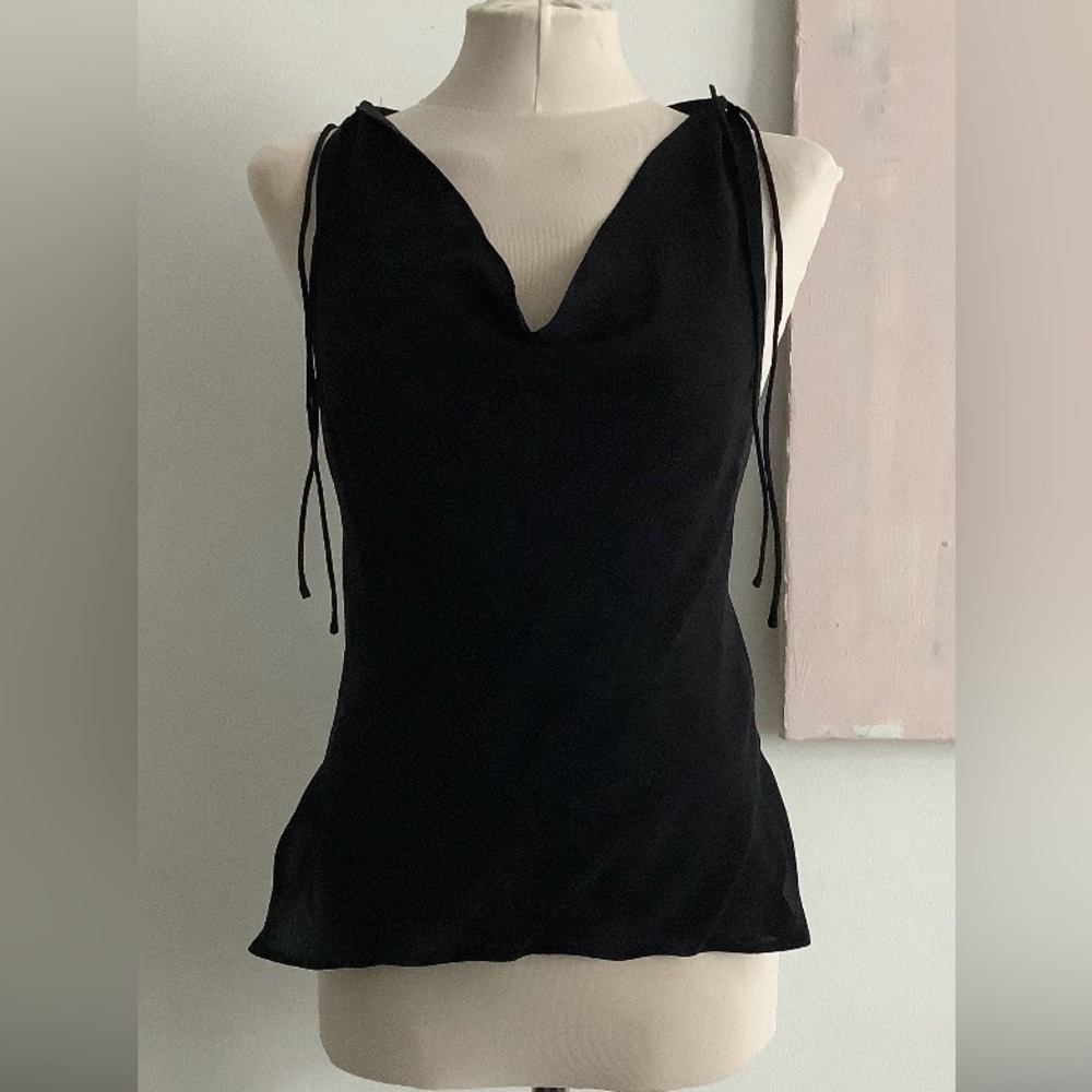 2 Katayone Adeli 90s minimalist 100 % silk crepe top, Black SZ XS true vintage